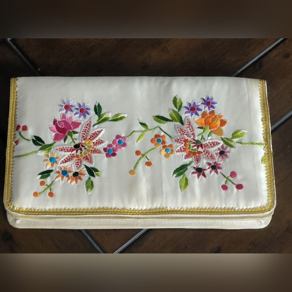 Vintage Satin Foldover clutch